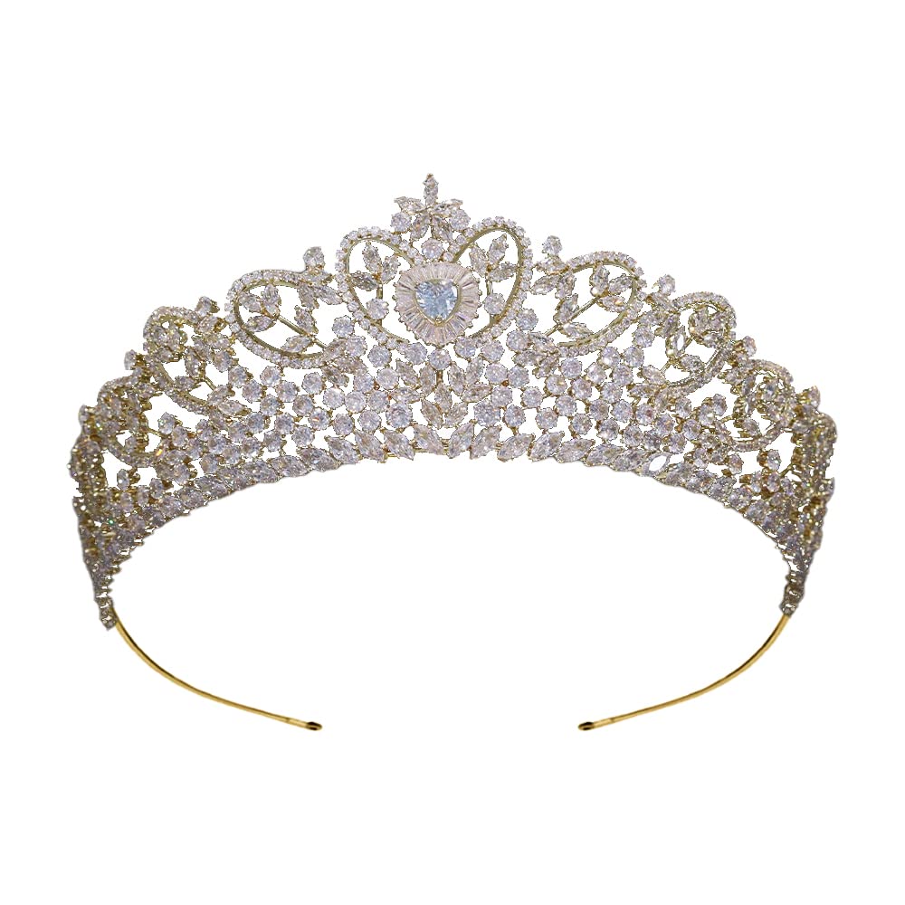 Jorsnovs Wedding Crowns for Bride Cubic Zirconia Tiaras Bridal Diamond Headpieces Corona De Novia Quinceanera Zircon Headband