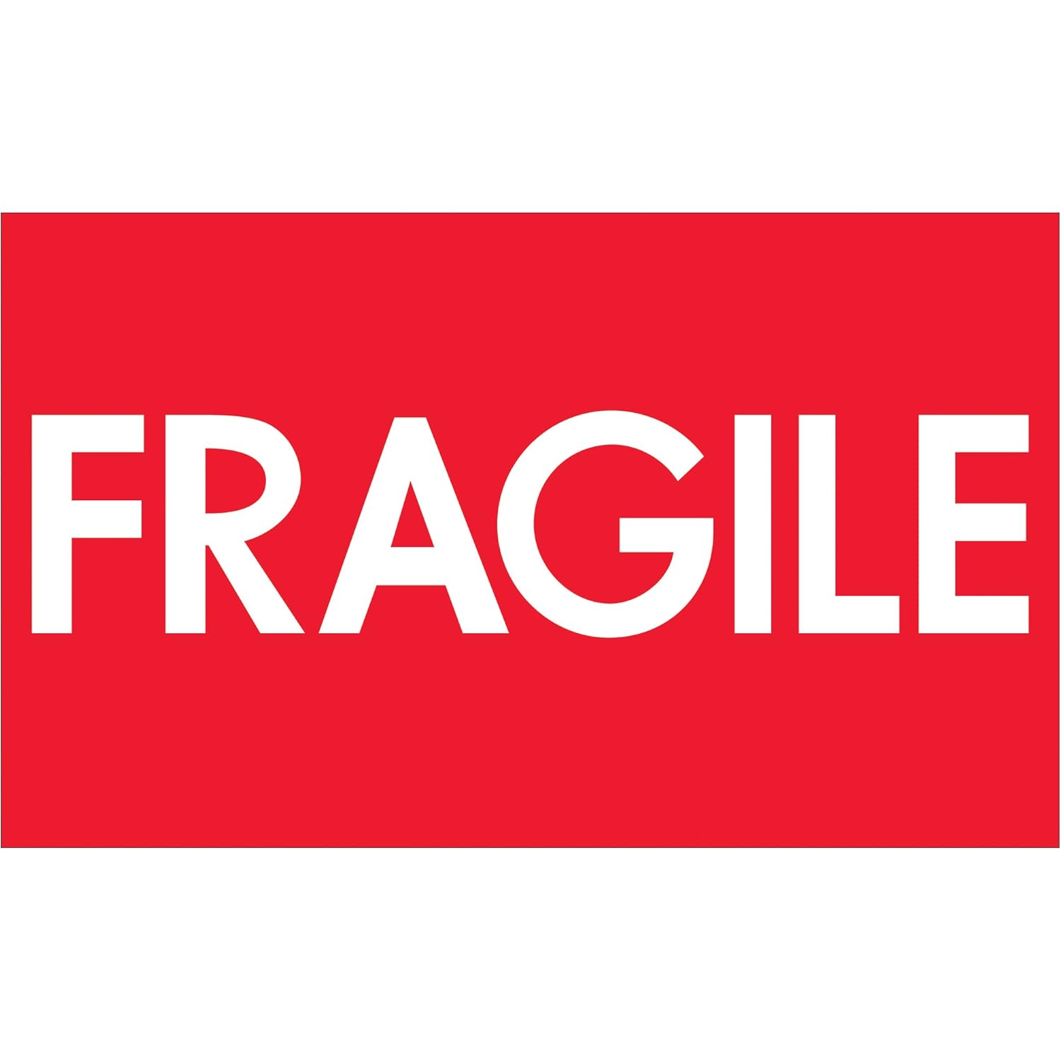 "Fragile" High Gloss Labels/Stickers, 3" x 5", Red/White, 500 Labels Per Roll (1