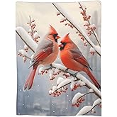 Turamurra Cardinal Birds Throw Blanket for Girls Women 60"x50" Super Soft Warm Flannel Blankets for Couch Sofa Decor Valentines Cardinal Gifts for Kids Adults