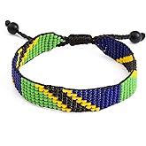 FAHARI Flag Bracelet - Adjustible Wrist Wrap Bracelet - Beaded and Boho Style Rope Bracelet - Country Flag Bracelet