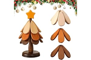 SICOSPI Natural Wood Tree Trivet Set, 2026 Upgraded Christmas Tree Trivet Set, 4 Wooden Trivets & 1 Stand Like a Christmas Tree, Wooden Tree Trivets for Hot Dishes, Pots, and Teapots (Color A, 3pcs)