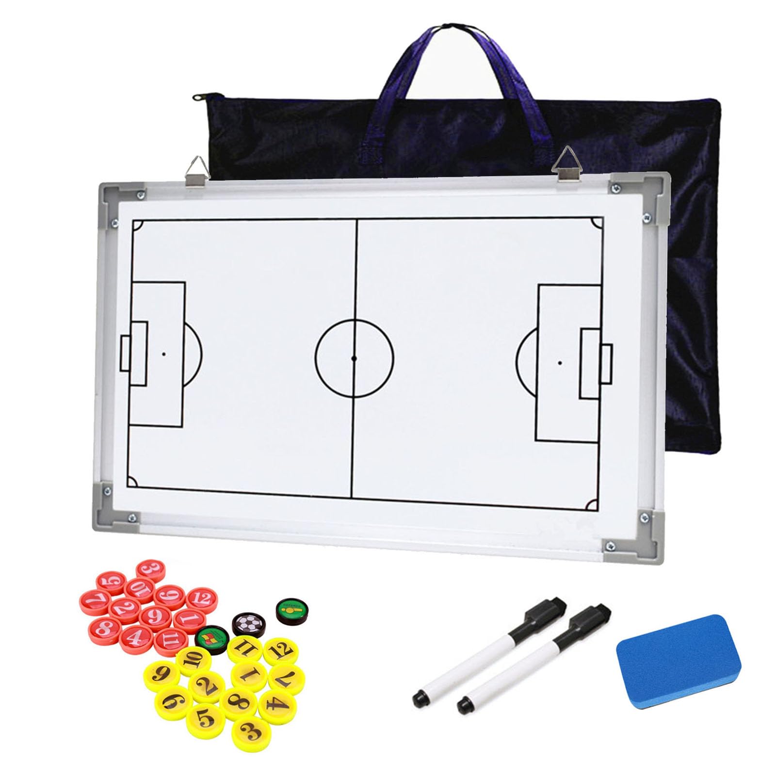 RoseFlower Magnetic Football Tactics Board, Portable Football Coaching Board Futsal Dry Erase Whiteboard Soccer Coach Marker Board Strategy Clipboard Folder Sport Equipment with Chess Piece Pen Eraser