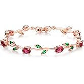 BISAER Lovely White Gold Plated AAA Cubic Zirconia Gemstone Flower Vine 7 Inches Bracelet for Mothers