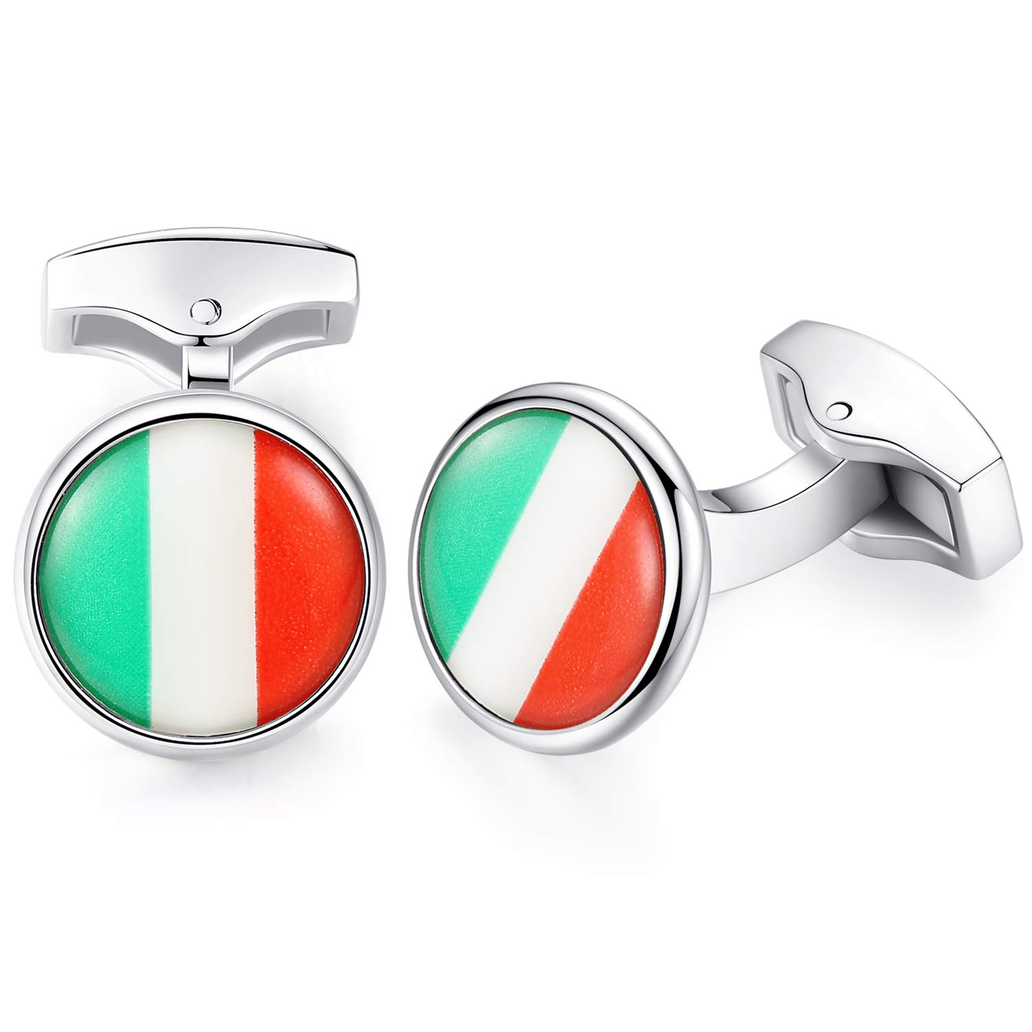 HONEY BEAR National Flag Cufflinks Italy Spanish French Germany for Mes Shirt Accessories Business Wedding Gift (Italian Italy IT Flag)