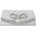 Trisapu Bow Evening Bag Sparkly Clutch Purses for Women Wedding Glitter Rhinestone Party Prom Purse Dressy Clutch Bags