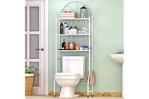 3-Tier Over The Toilet Storage Rack, Metal Bathroom Organizer Bathroom Shelf Space Saver (White)