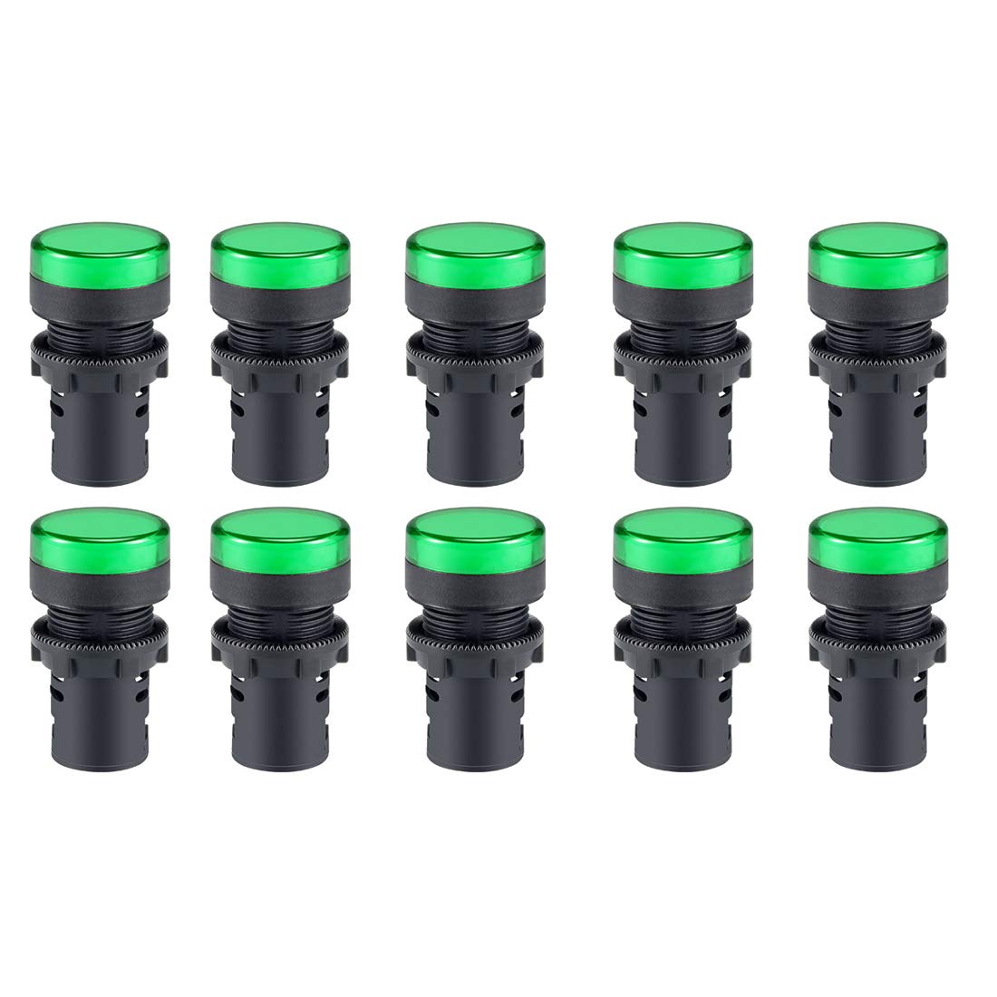 uxcell 10Pcs Green Indicator Light AC 380V, 22mm Panel Mount, for Electrical Control Panel, HVAC, DIY Projects: Industrial & Scientific