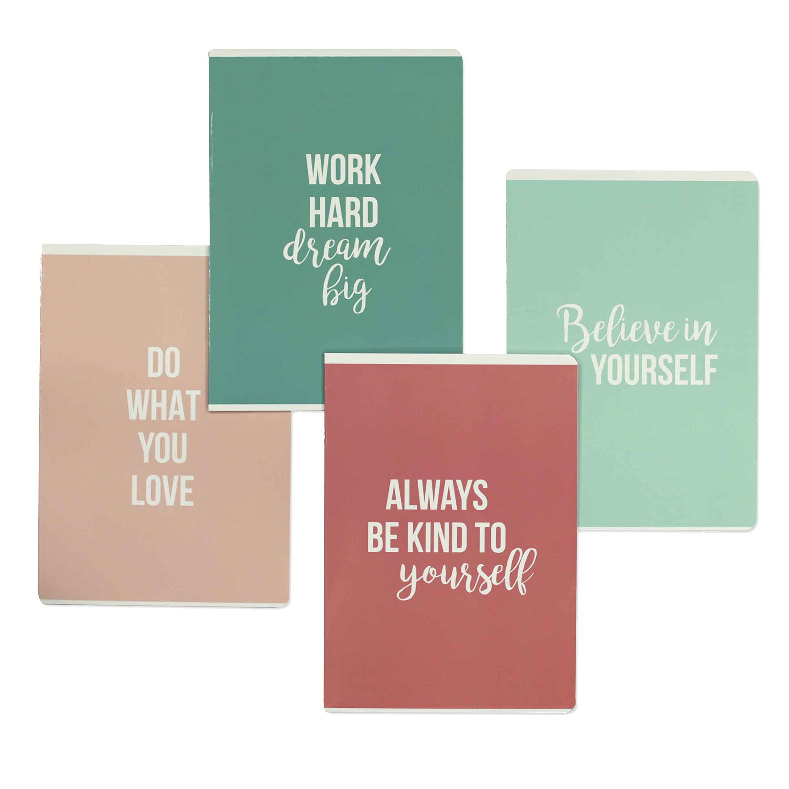Papierdrachen 4 notebooks for teenagers and adults - DIN A5 | lined and squared 32 pages - design pastel/statements - perfect for university, school and office - set number 6-16 sheets