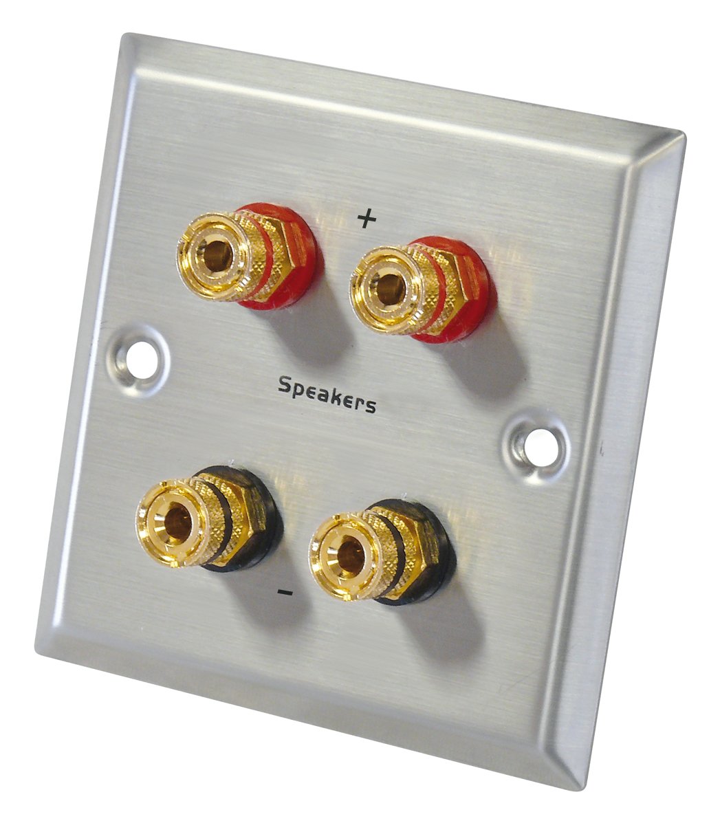 Dynavox LS- Wall Connection Panel Stainless Steel 4 Banana Jacks