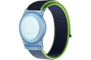QONUIY Kids Wristband Compatible with Apple AirTag, Protective Case for Air Tag GPS Tracker Holder with Nylon Bracelet, Adjustable Anti Lost Watch Band for Toddler Child Elder (Dark Blue)