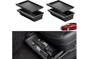 KropBom 2PCS Fit 2020-2023 2024 Model Y Under Seat Storage Box Organizer with Cover, ABS Texture Washable Storage Tray Bins Box Organizer Tesla Model Y Accessories 2023 2022 2021
