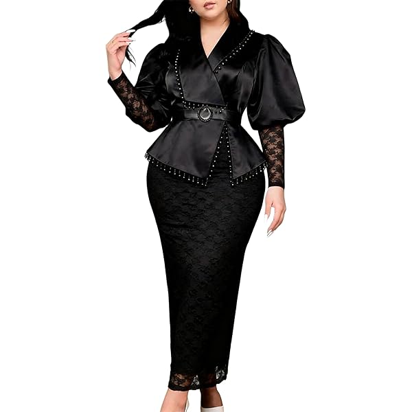 ONTINVA Elegant Pearl Beaded Peplum Dresses for Women Wear to Work Long  Sleeve Pencil Cocktail Business Lace Dress (Red,S,Small) at Amazon Women's  Clothing store