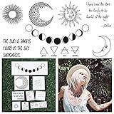 Tattify Moon Themed Temporary Tattoos - Night and Day (Set of 18 Tattoos - 2 of each Style) - Individual Styles Available and Fashionable Temporary Tattoos