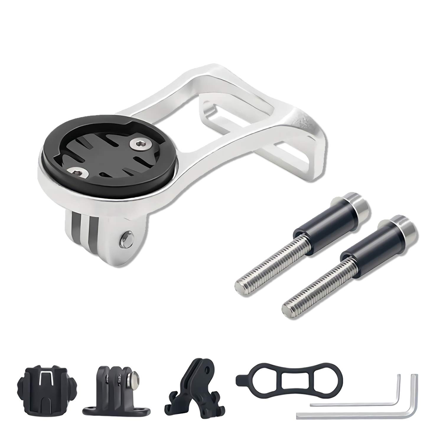 Bicycle Computer Handlebar Bracket Speedometer Lighting Flashlight Sports Camera Compatible With Garmin Cateye Bryton And Other Bicycle Computers (Silver)