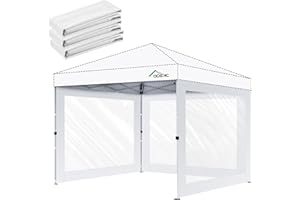 Acepic Clear Canopy Sidewalls for 10x10 Pop Up Tent, Transparent Window Curtain Cloth, 8 Mil PVC Enclosure Fabric with Zipper and Velcro, 3Pack Sidewalls Only, (White)