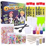 DIY Slime Kit - Includes Slime Containers, Ingredients and Supplies for 6 Different Kinds of Slime: Glow in the Dark, Neon Colored, Beads, Glitter - Fun Science & Chemistry Learning Activity for Kids