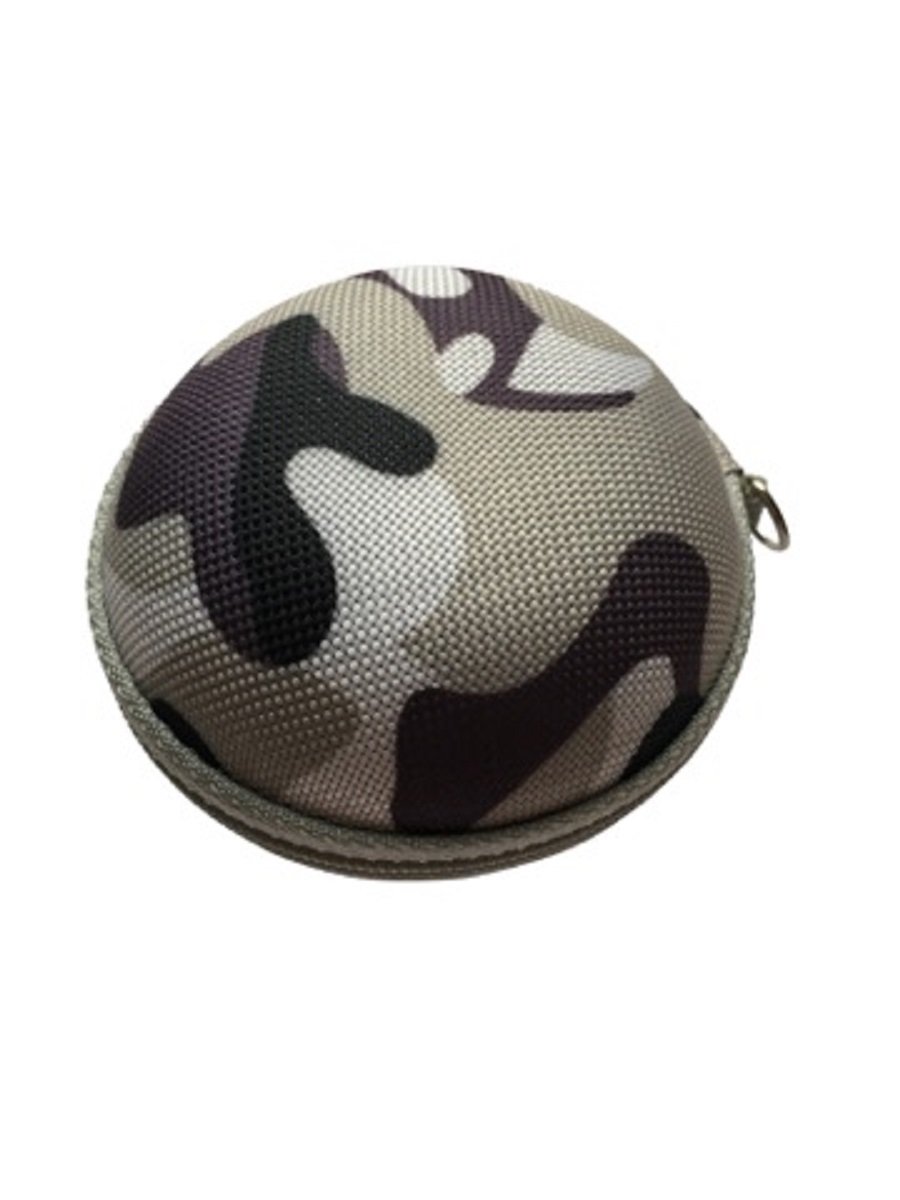 New Grey Camouflage Hearing Aid Round Domed Zipped Storage Hard Carry