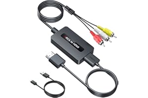 TIXILINBI Male RCA to HDMI Cable Converter, CVBS Composite AV to HDMI Converter, Full HD 720P/ 1080P Output Switch for DVD, STB, R-o-k-u with Female RCA Output