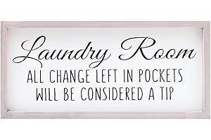 Athena's Elements Farmhouse Laundry Room Decor, Funny Laundry Wall Decor, Pine Wooden Frame and MDF Sign, Light grey classic grey wood with nice design, 17x8 Inches