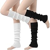 Grevosea 2 Pairs Leg Warmers for Women 80s 90s Y2k Outfits Ribbed Knit Leg Warmer Long Socks for Party Sports Yoga