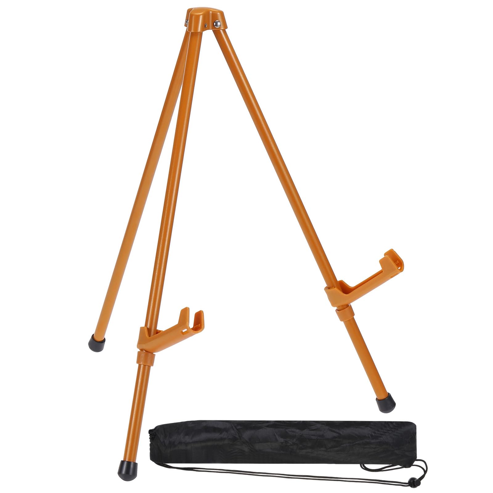 PATIKIL 1Set Tabletop Easel Stand for Display, 14in Table Top Easel Stand Small Portable Tripod Aluminum for Signs Poster Art Painting Decor Picture Photo Wedding, Brown