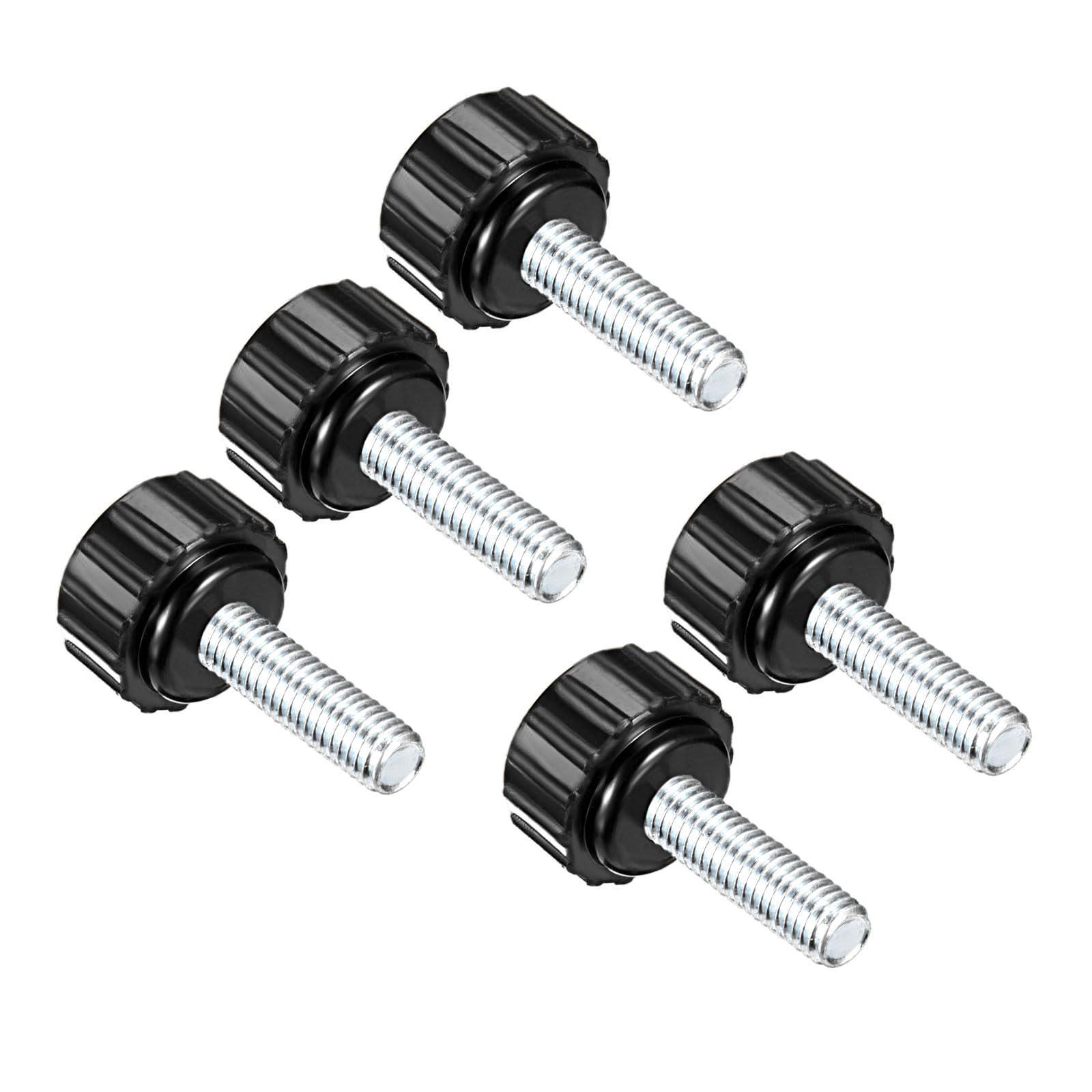 CoCud Knurled Clamping Knobs, M5 x 20mm Male Thread 16mm Head, Thermoset Plastic Thumb Screw Grip Bolt Knobs Black - (Applications: for Lathe Machinery), 5-Pieces