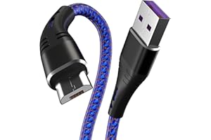 LUCKYASIN PS4 Controller Charging Cord 6 ft 2Pack Nylon Braided Extra Long Micro USB 2.0 High Speed Data Sync Cable Compatible for Playstaion 4, PS4 Slim/Pro, Xbox One S/X Controller, Android Phones(Blue)