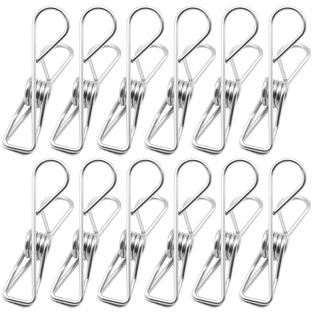 CEEYSEE 40 Pack Stainless Steel Clothes Pegs，Laundry Hanging Clothesline Clips for Washing Line,Pictures,Snacks Seal,Blanket,Towel (THJ)