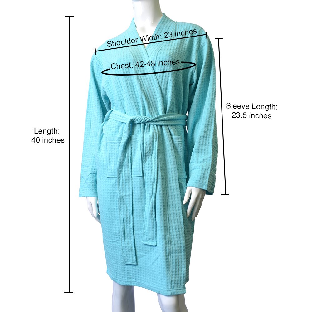 Cece Womens Robe Waffle Spa Bathrobe Lightweight Knee Length Hotel Sleepwear Aqua