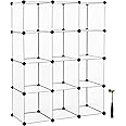 SONGMICS Cube Storage Organizer, Set of 12 Plastic Cubes, Book Shelf, Closet Organizers and Storage, Room Organization, Bedro