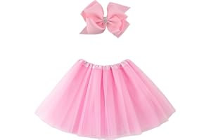 Jastore Girls Tutu Skirt 4 Layers Tulle Tutus for Girls Fluffy Ballet Dress Up for Toddler Kids Children
