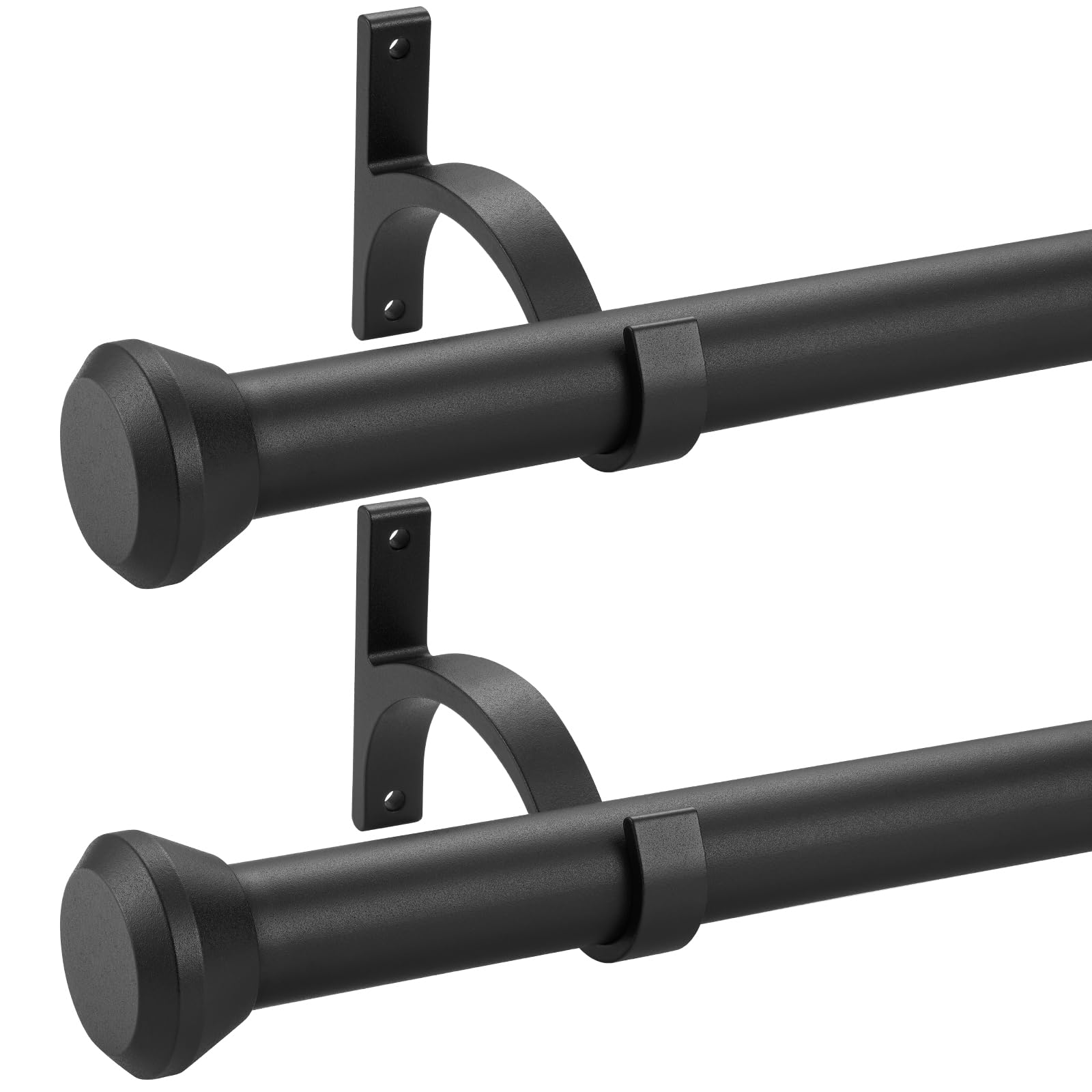 Photo 1 of 2 Pack Telescoping Curtain Rods, 1Inch Diameter Drapery Rods 48-84Inch Length Adjustable Rod with Brackets Window Treatment-Frosted Black