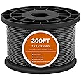 300FT T316 Black Stainless Steel Cable 1/8 inch, Black Aircraft Cable for Deck Railing, 7 x 7 Strands Construction Braided Steel Cable, Black Wire Cable for Wood Posts