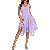 Meetjen Women's Cocktail Party Dresses 2025 Handkerchief Hem Lace Formal Wedding Guest Bridesmaid Fancy Prom Dress