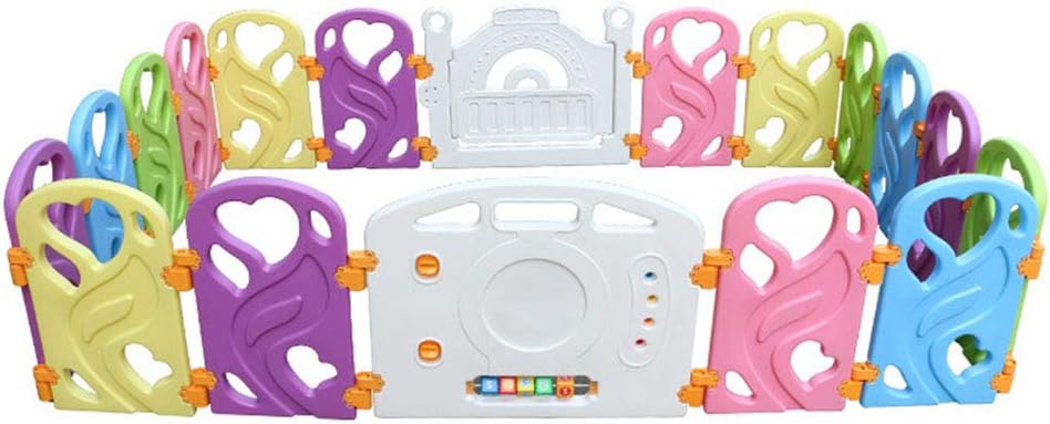 Extra Large Baby Playpen Safety Play Area Activity Center with Lock Door, Kid's Fence Indoor Outdoor,Free Installation,Anti-Slip Base, Colorful 16+2 Panel