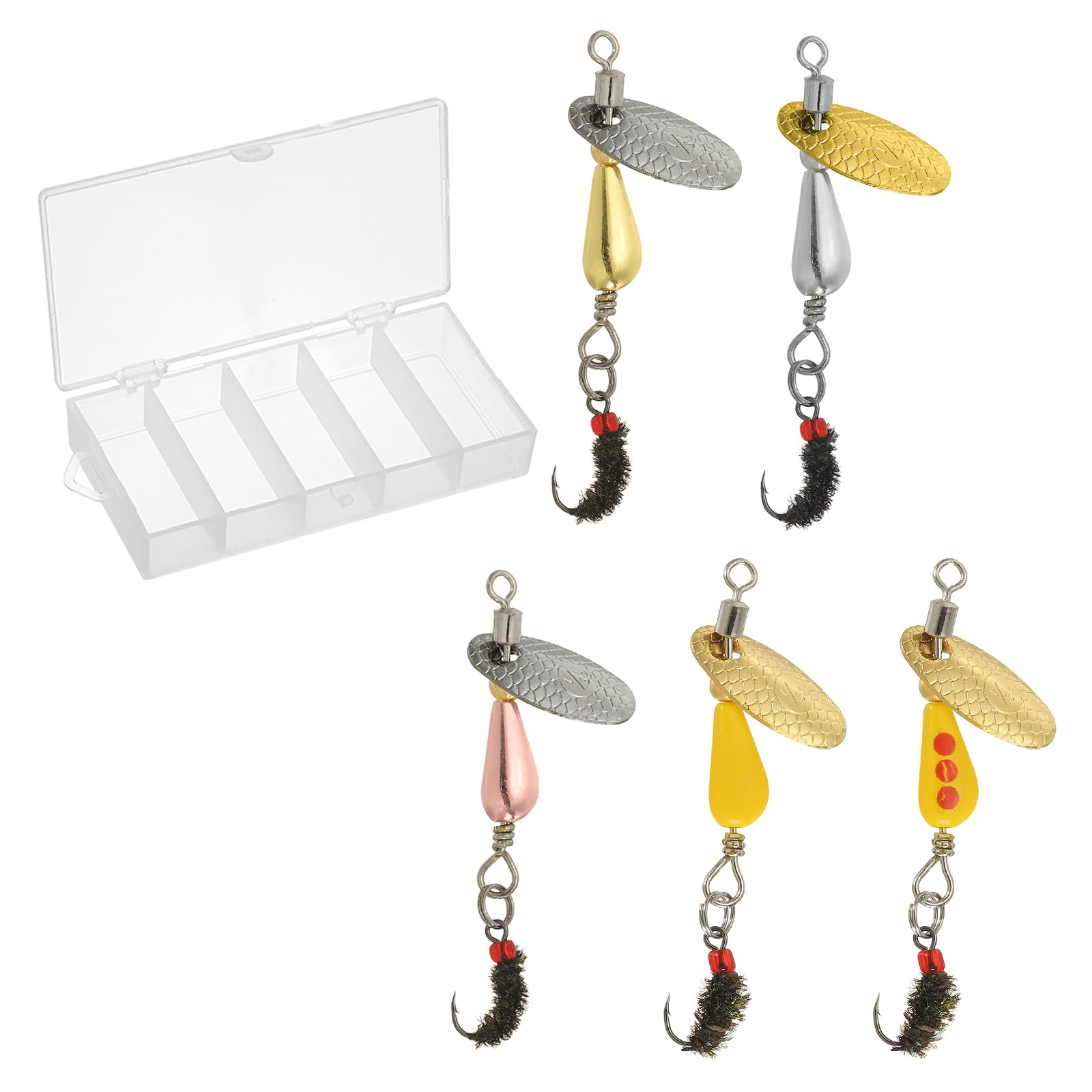 PATIKIL Trout Lures 5Pack 1/10 oz, Multicolor Spinners, 5 Colors