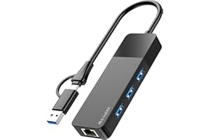 ALL-LUCKY USB to Ethernet Adapter, 4 in 1 USB C to Ethernet Adapter Hub with 3 x USB 3.0 Port/Gigabit Internet Port, High-Speed Network Hub Compatible for iMac,MacBook Pro，iPad Pro，XPS
