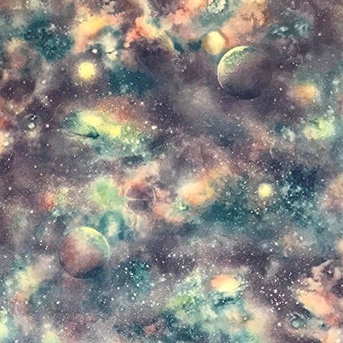 paste the wall only 113.52sq.ft Modern wall &amp; ceiling blue white yellow silver metallic glitters sky space stars planets pattern Slavyanski wallcoverings washable Vinyl Non-Woven Wallpaper textured 3D