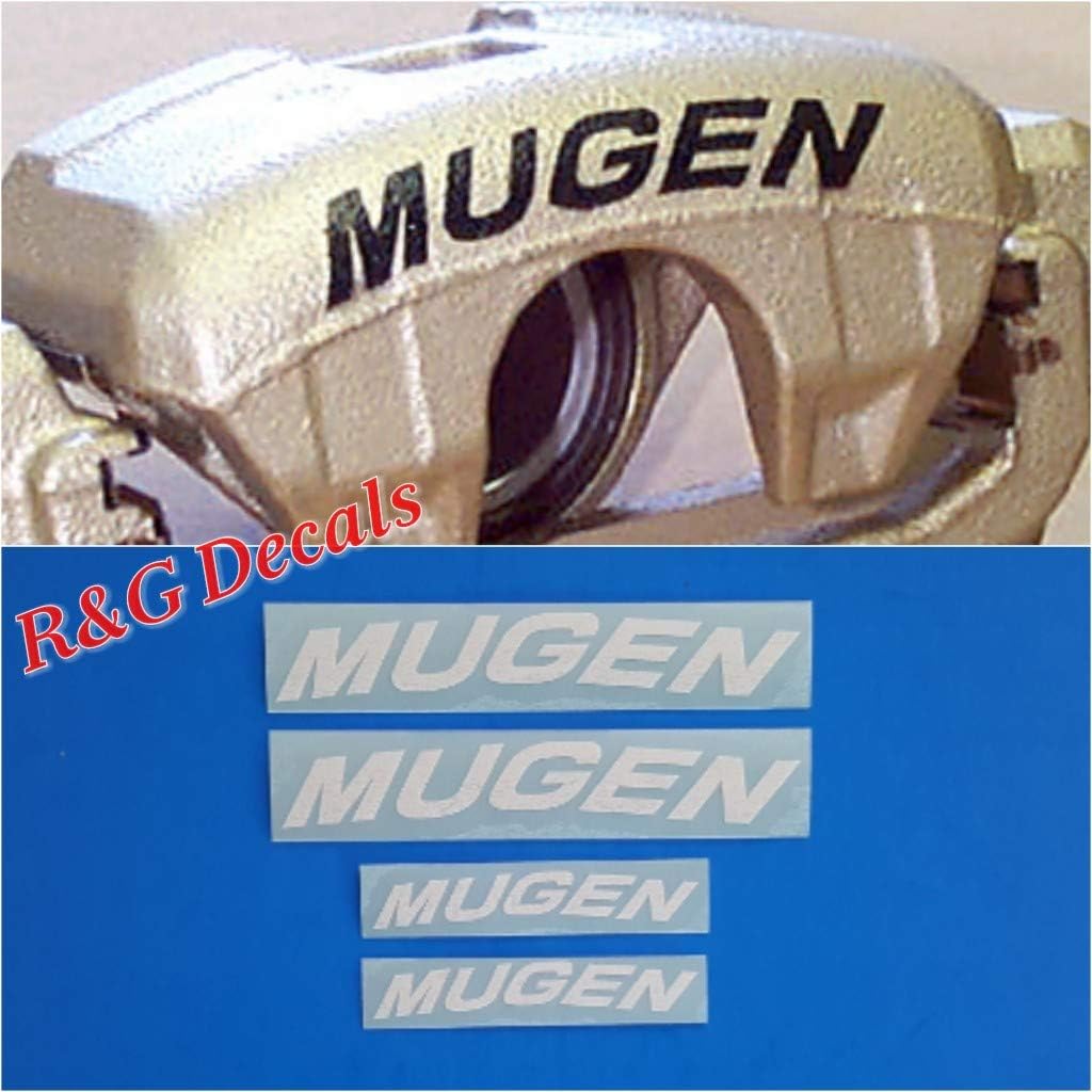R&G MUGEN Brake Caliper HIGH Temp Decal Sticker Set of 4 Decals (White)