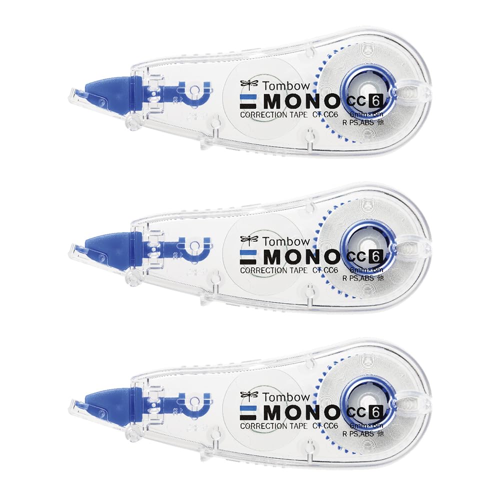 トンボ鉛筆 修正テープ 6mm MONO モノCC (ミニサイズ・高密着テープ) 使い切りタイプ 6m 3個 KCB-327 (CT-CC6×3)商品画像