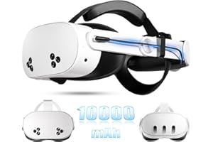 SAQICO 10000mAh Battery Head Strap for Meta Quest 3 - Elite Strap with 10000mAh Battery Pack Accessories Fast Charger to Extend Quest 3 2-4H Playtime - Ergonomic Design Applying Comfort & Reducing Pressure