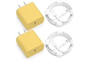 CQDKWG USB C Fast Charger 2Pack 25W Type C Wall Block with 6FT Long USB C to Lightning Cable Compatible with Phone 14Pro/13 Pro/12/12 Pro Max/11/XS Max/XS/XR/X/8 - Yellow