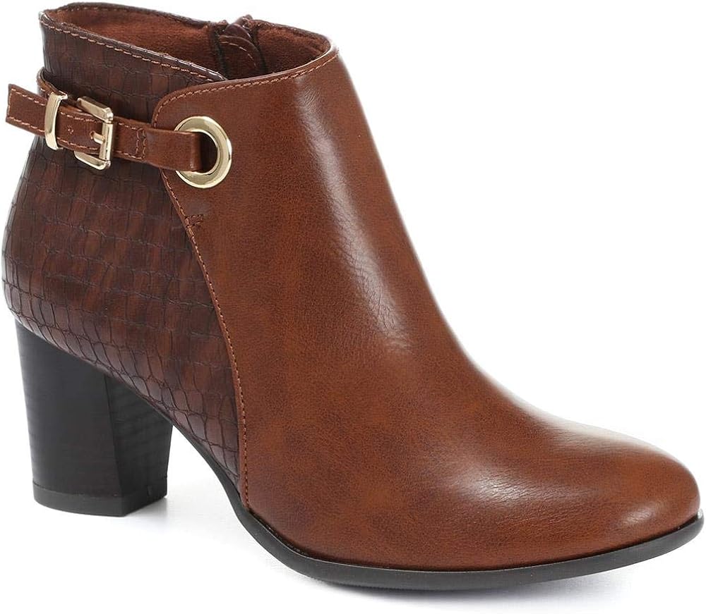 tan mid heel ankle boots