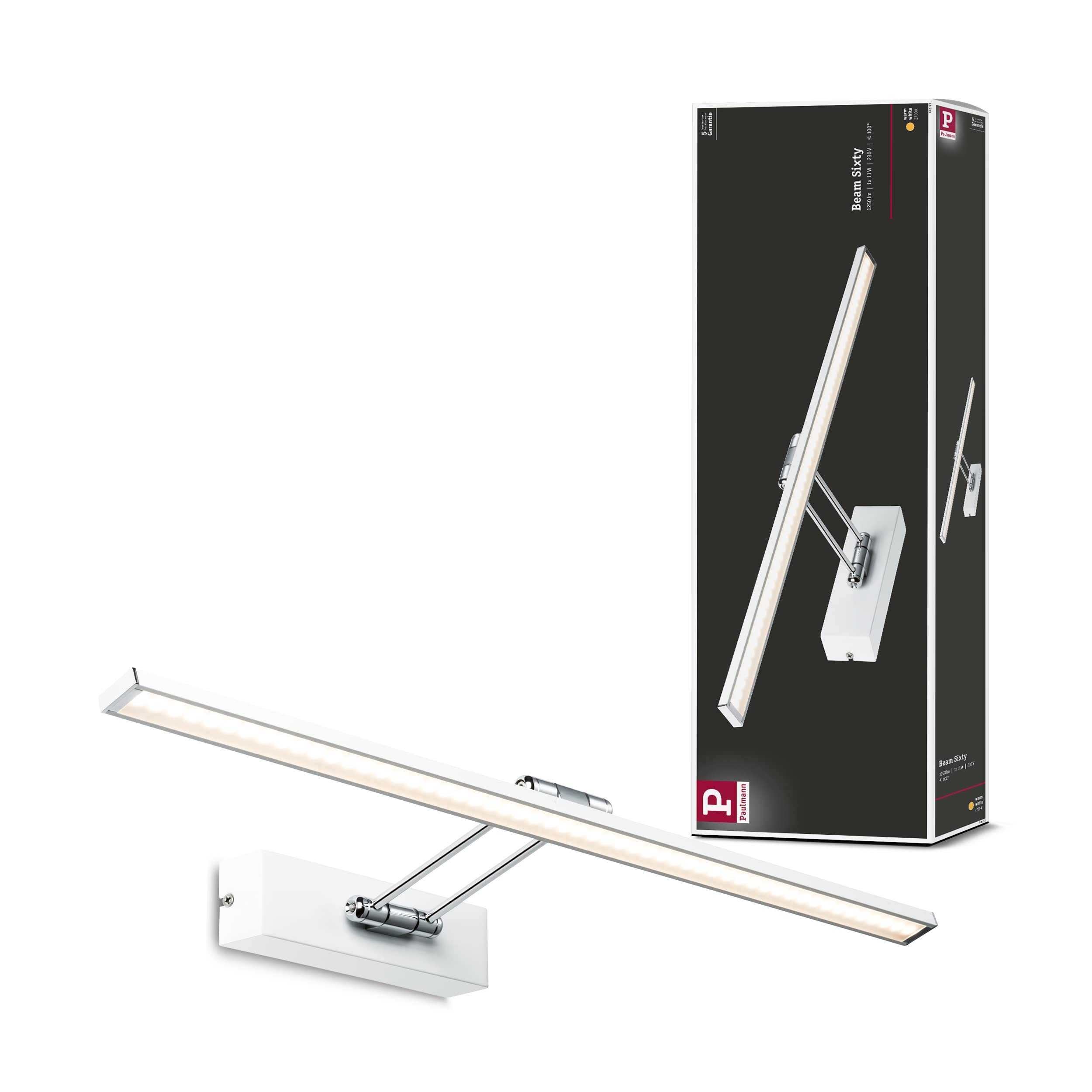 Paulmann 99893 Galeria Picture luminaire LED Picture Lighting Beam Sixty Gallery Lighting 11W Surface-Mounted lamp White Wall Spotlight incl. lamp