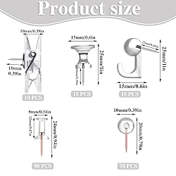 200 Pieces Push Pins Set, 5 Types Clear Thumb Tacks