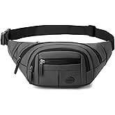 FYRLFB Large Fanny Pack for Men and Women, Crossbody Waist Bag with 4 Zipper Pockets Easy Carry Any Phone, Fashion Waist Packs with Adjustable Strap for Travelling, Hiking, Cycling, Running - Gray