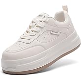 BCALLX Women’s Comfortable Platform Walking Shoes Lace Up Lightweight Stylish Classic Casual Leather Fashion Sneaker