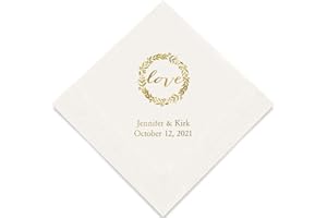 Weddingstar Personalized Foil Stamped Custom Paper Napkins 3-Ply 50 Pack - Luncheon White