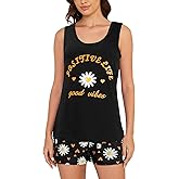 HONG HUI Womens Pajama Sets Sleeveless Tank Top and Shorts Pj Set Sleepwear,S-XXL