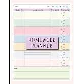 Colorful Homework Planner for ADHD Students: Undated Assignment Journal Notebook for middle, high school and College